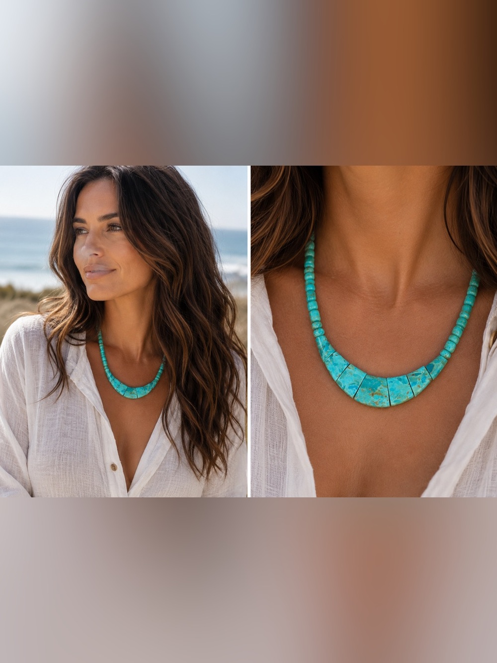 Jay King Mine Finds DTR Graduated Turquoise and Silver (925) Statement Necklace.